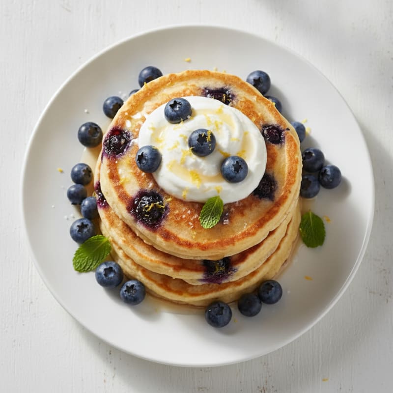 Blueberry Ricotta Pancakes with Lemon Zest