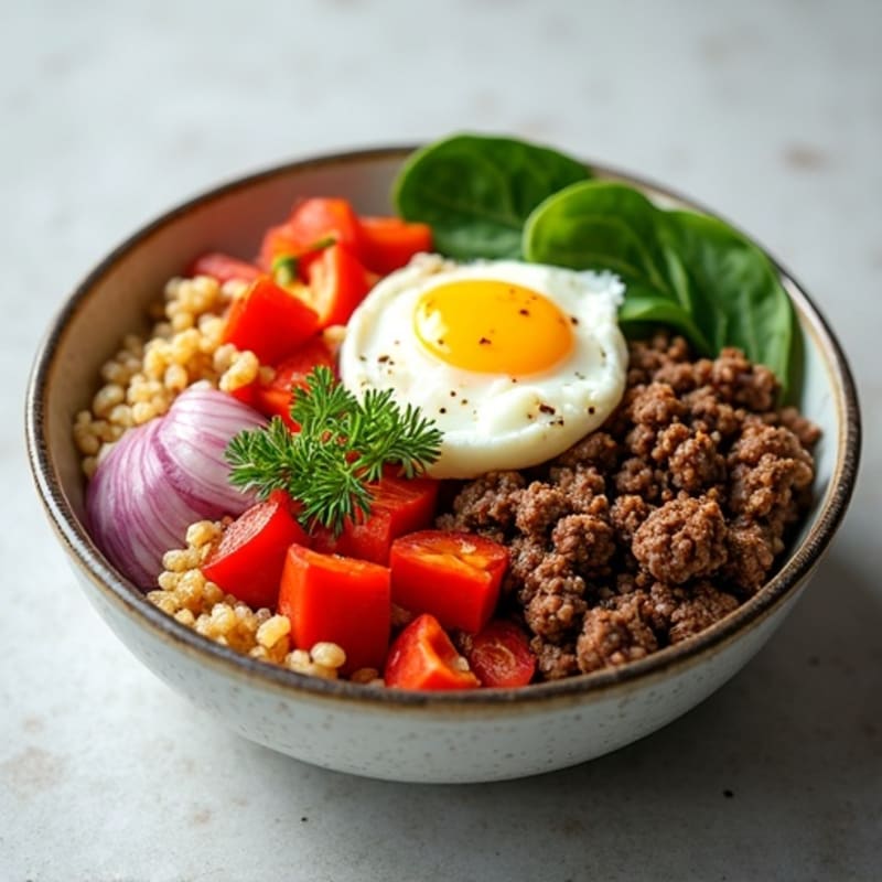 Seasoned Ground Beef and Quinoa Power Bowl