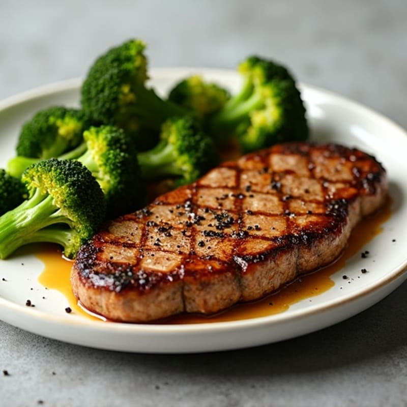 Crispy Pan-Seared Sirloin Steak with Roasted Broccoli