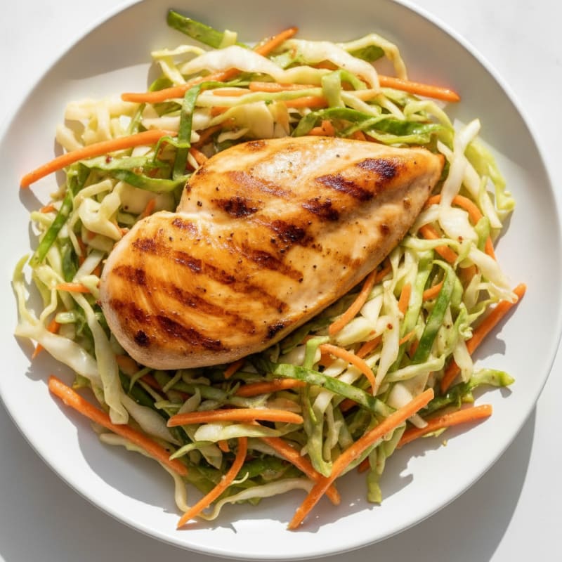 Grilled Chicken Breast with Crunchy Cabbage Slaw