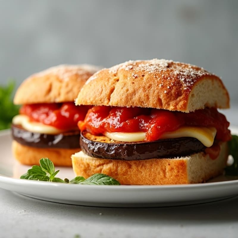 Crispy Baked Eggplant Parmesan Sandwich