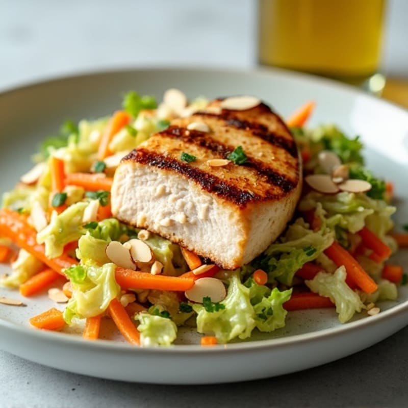 Grilled Chicken Breast with Crunchy Cabbage Slaw