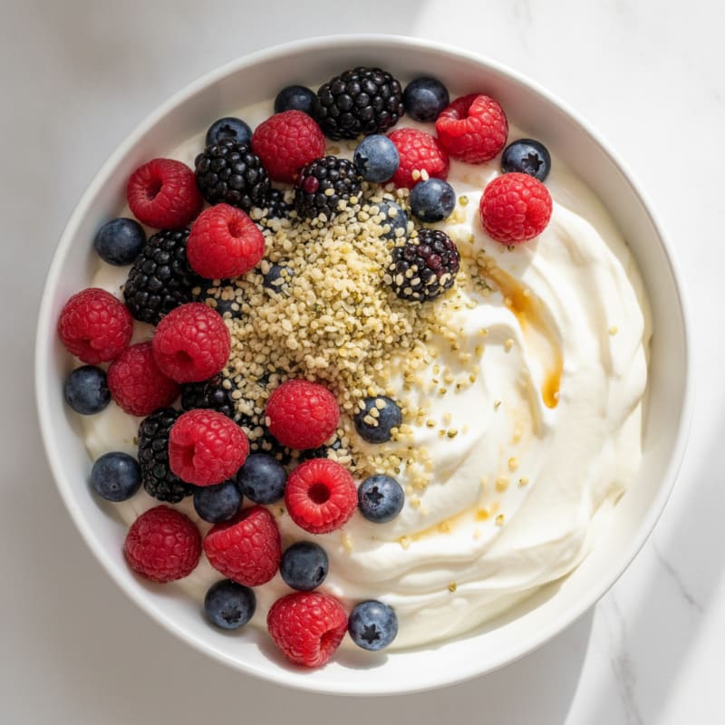 Silky Vanilla Protein Yogurt with Mixed Berries