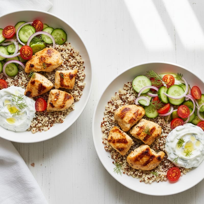 Tender Grilled Chicken Gyro Bowls