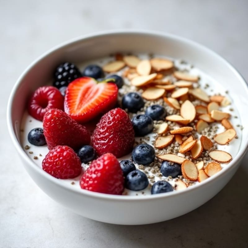High-Protein Greek Yogurt Bowl with Chia Seeds and Mixed Berries