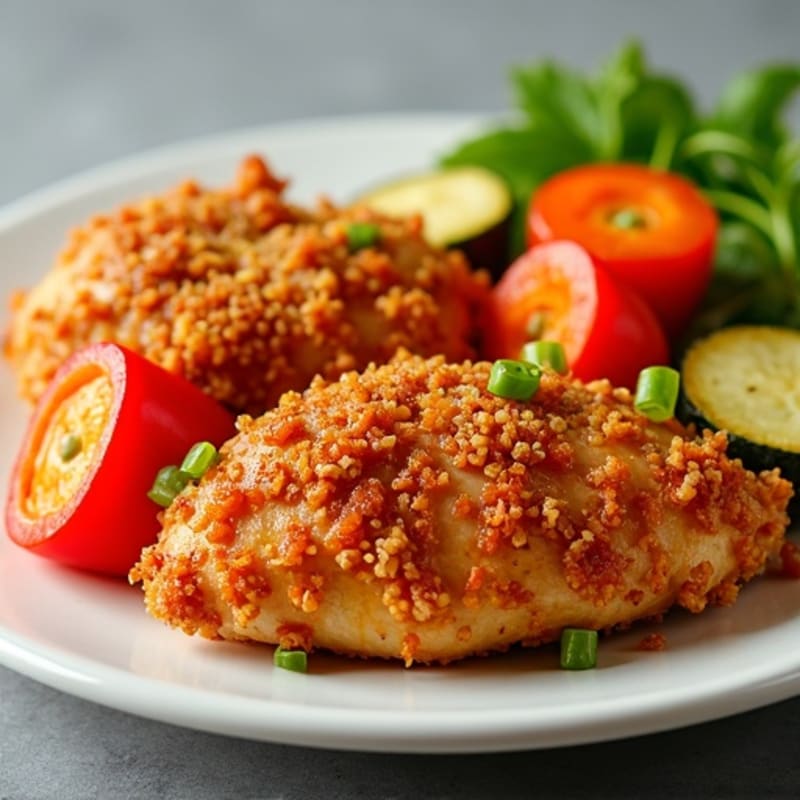 Crispy Baked Sweet and Sour Chicken with Roasted Vegetables