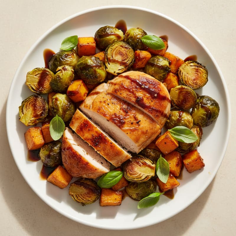 Crispy Roasted Chicken and Brussels Sprouts