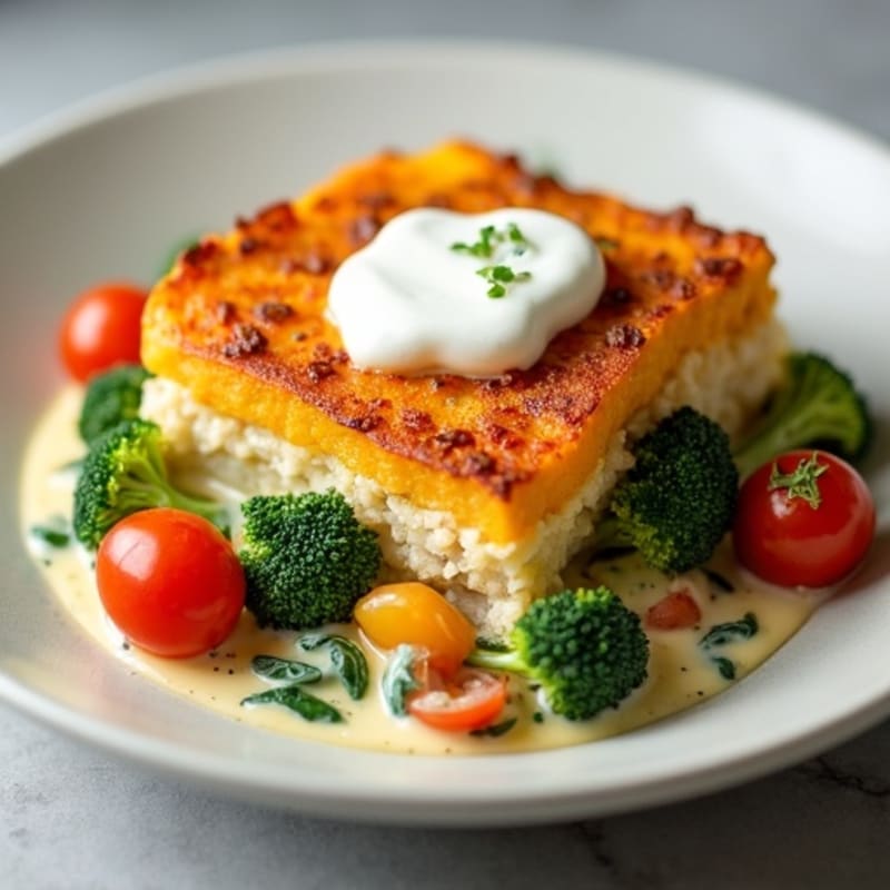 Creamy Chicken and Vegetable Bake with Crispy Sweet Potato Topping