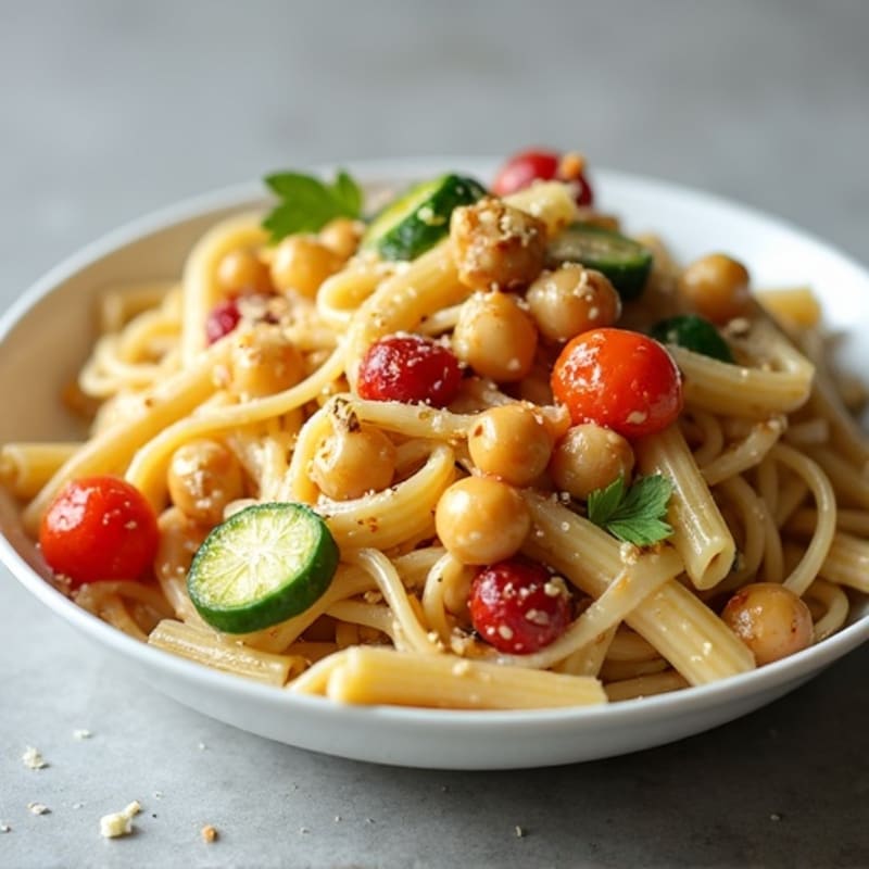 Creamy Cashew Alfredo Pasta with Roasted Vegetables