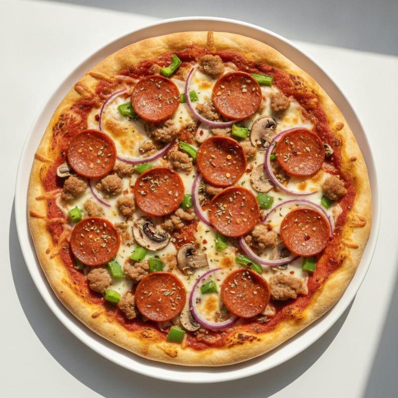 Supreme Sausage and Pepperoni Pizza