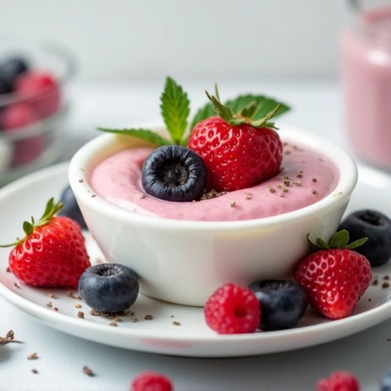 Silky Greek Yogurt Protein Pudding with Fresh Berries