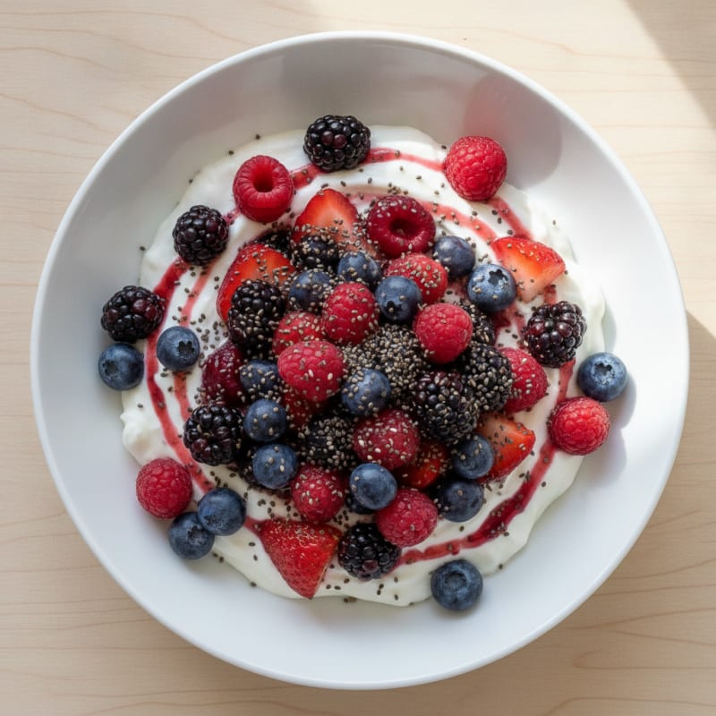 Silky Greek Yogurt Protein Pudding with Mixed Berries