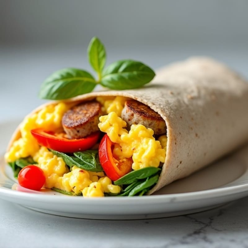 High-Protein Scrambled Egg and Veggie Breakfast Burrito