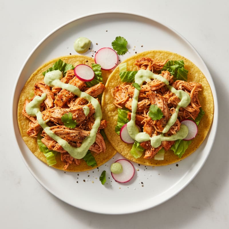 Chicken Tostadas with Avocado Crema