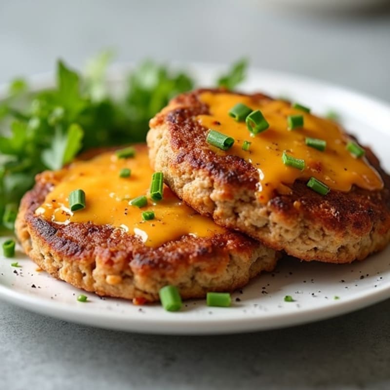 Slow Cooked Cheesy Ground Beef Patties with Savory Onion and Chive