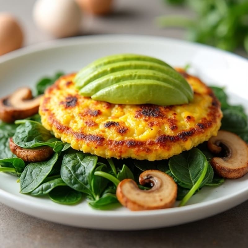 Egg White and Turkey Sausage Scramble with Spinach, Mushrooms & Avocado