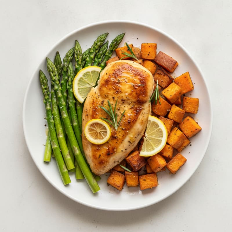 Lemon Herb Roasted Chicken with Asparagus