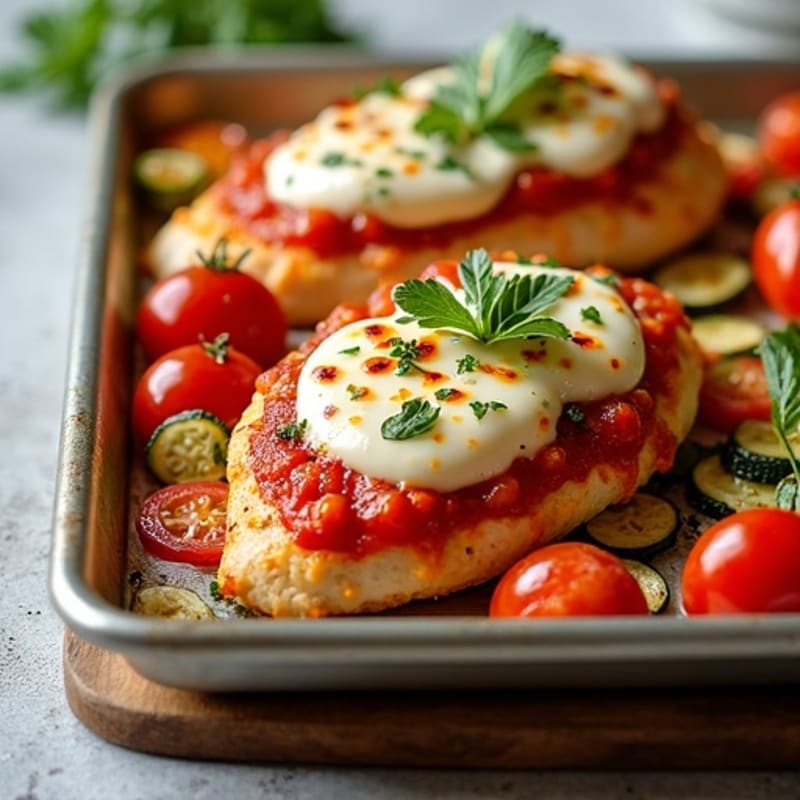 Sheet Pan Pizza Chicken with Roasted Vegetables