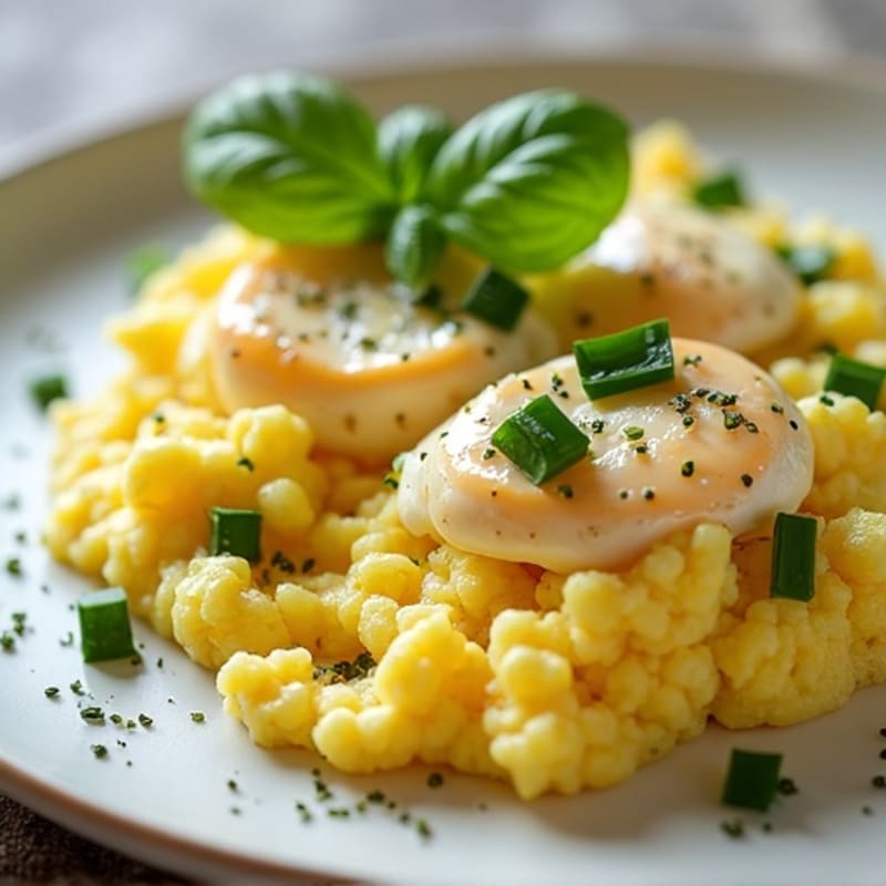 Fluffy Herb-Whipped Scrambled Eggs with Goat Cheese