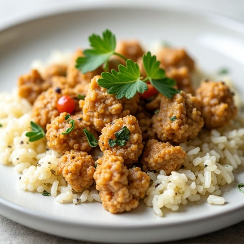 Herb-Seasoned Turkey Mince with Garlic Cauliflower Rice
