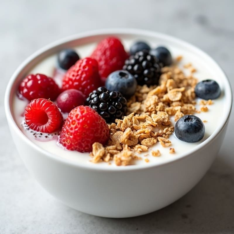 Silky Protein Yogurt Bowl with Berries and Protein Powder
