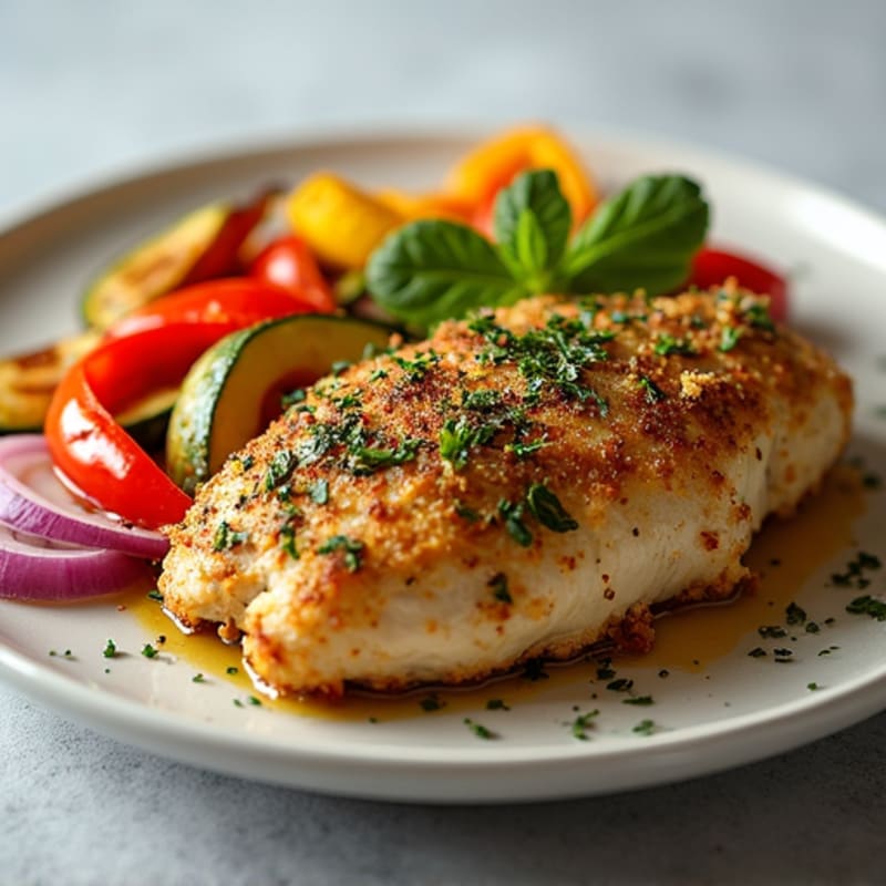 Herb-Crusted Baked Chicken with Roasted Vegetables