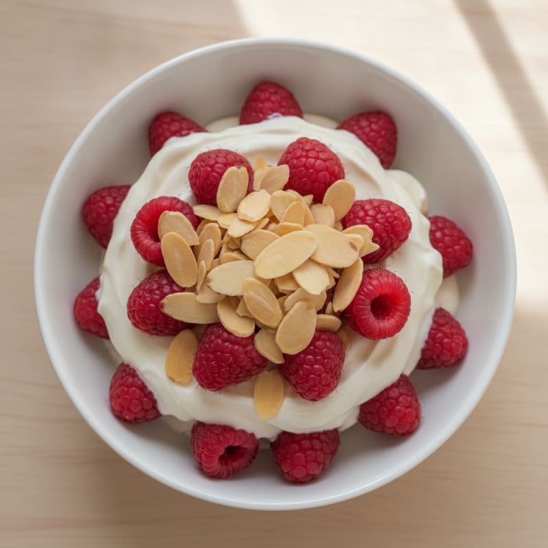 Greek Yogurt Protein Parfait with Mixed Berries and Almonds