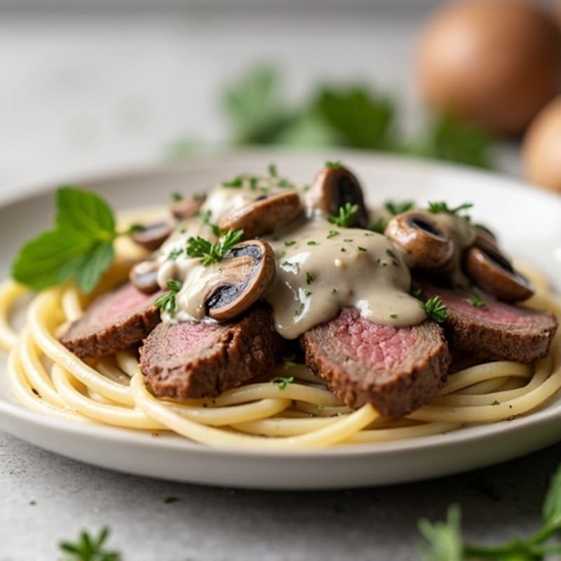 Lean Beef with Creamy Mushroom Sauce