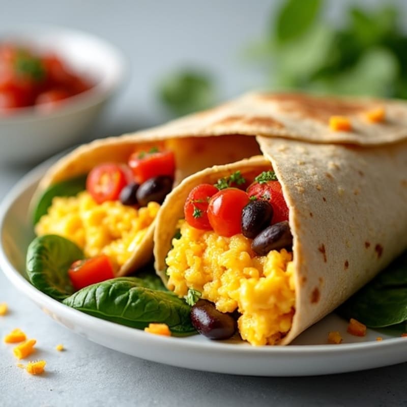 Healthy Scrambled Egg and Black Bean Breakfast Burrito