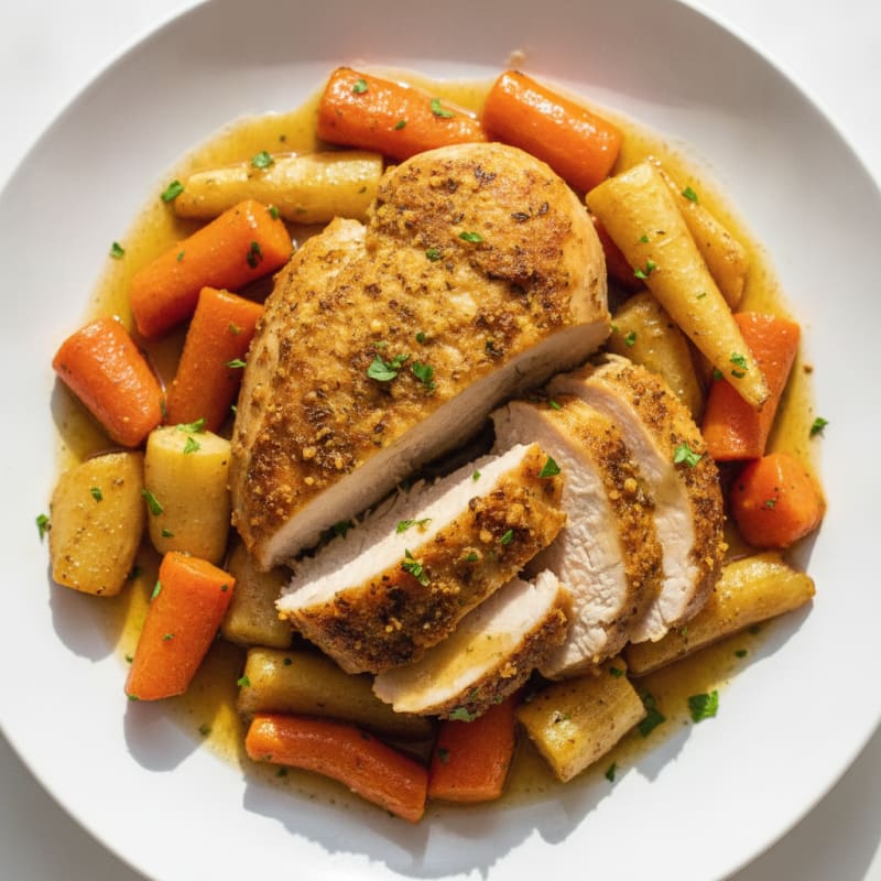 Garlic Herb Roasted Chicken with Root Vegetables