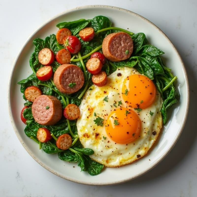 Egg White and Spinach Scramble with Turkey Sausage