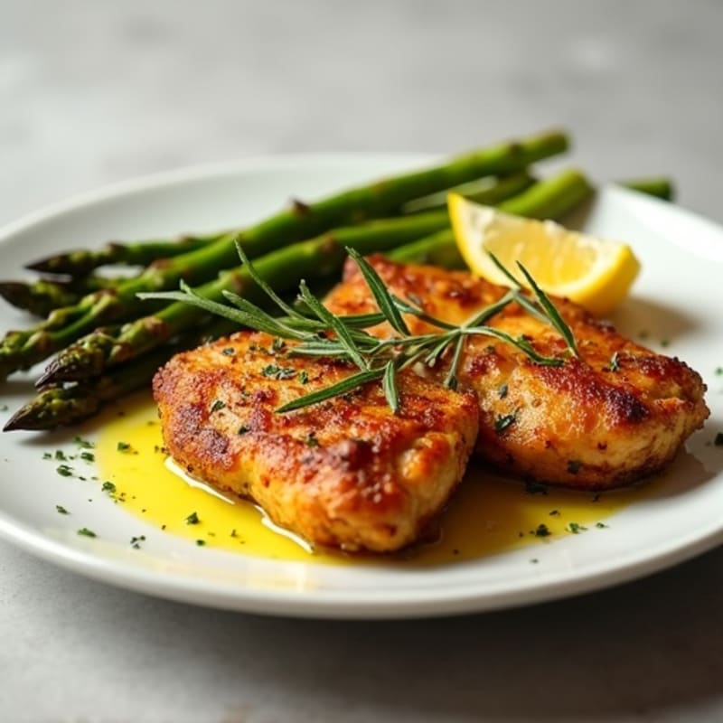 Crispy Lemon-Herb Chicken Thighs with Roasted Asparagus