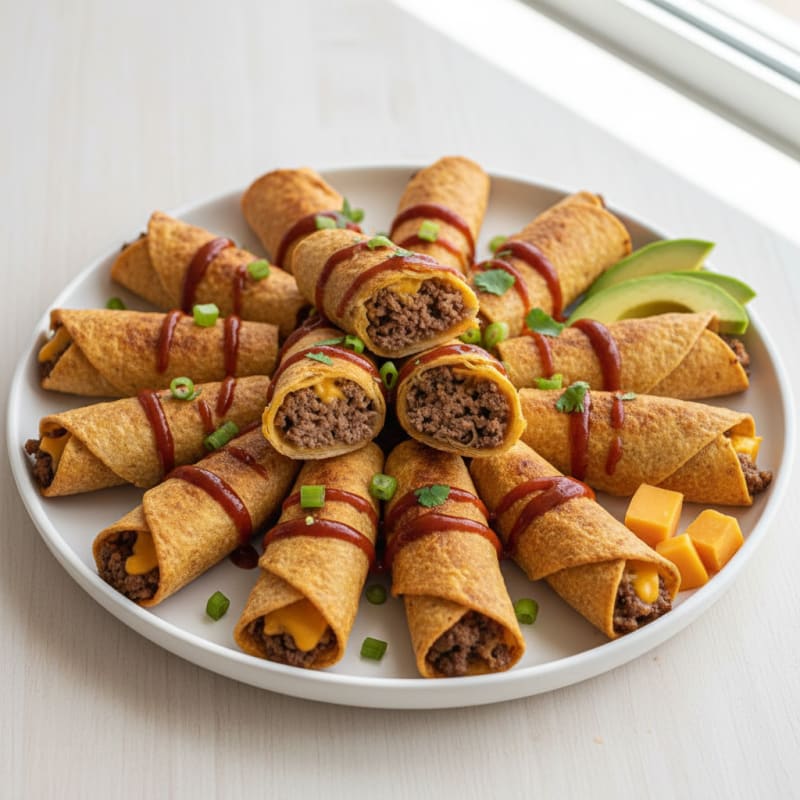 Crispy Beef and Cheddar Taquitos