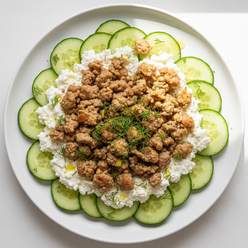 Turkey Cottage Cheese Cucumber Slices