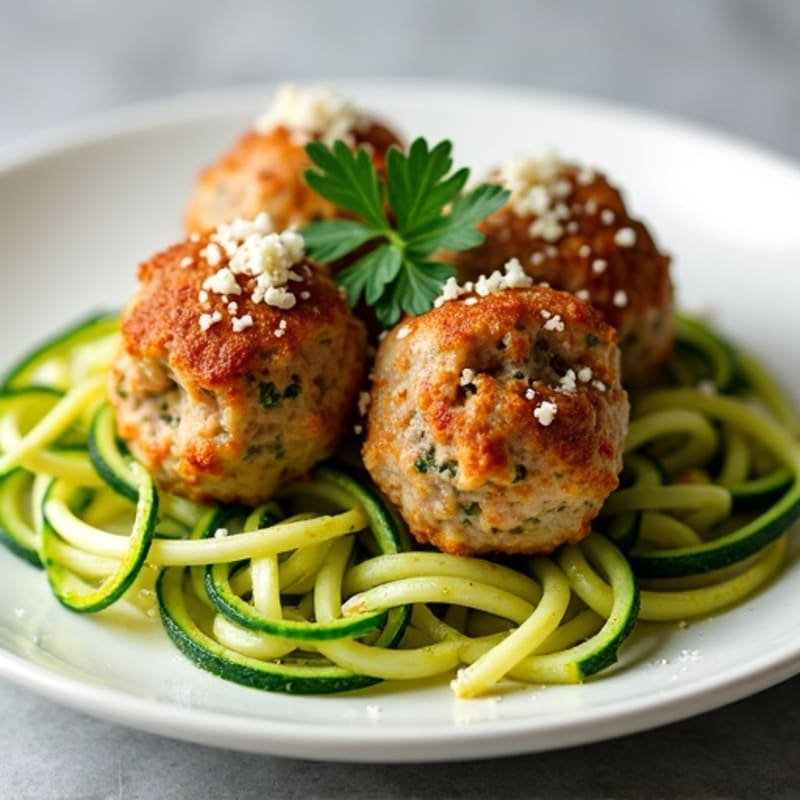 Herb-Roasted Ground Turkey Meatballs with Zucchini Noodles