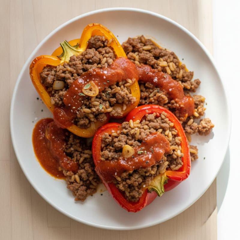 Beef and Rice Stuffed Bell Peppers