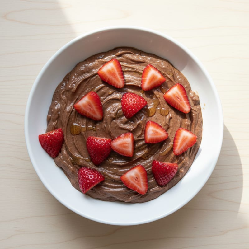 Silky Chocolate Protein Pudding with Fresh Strawberries