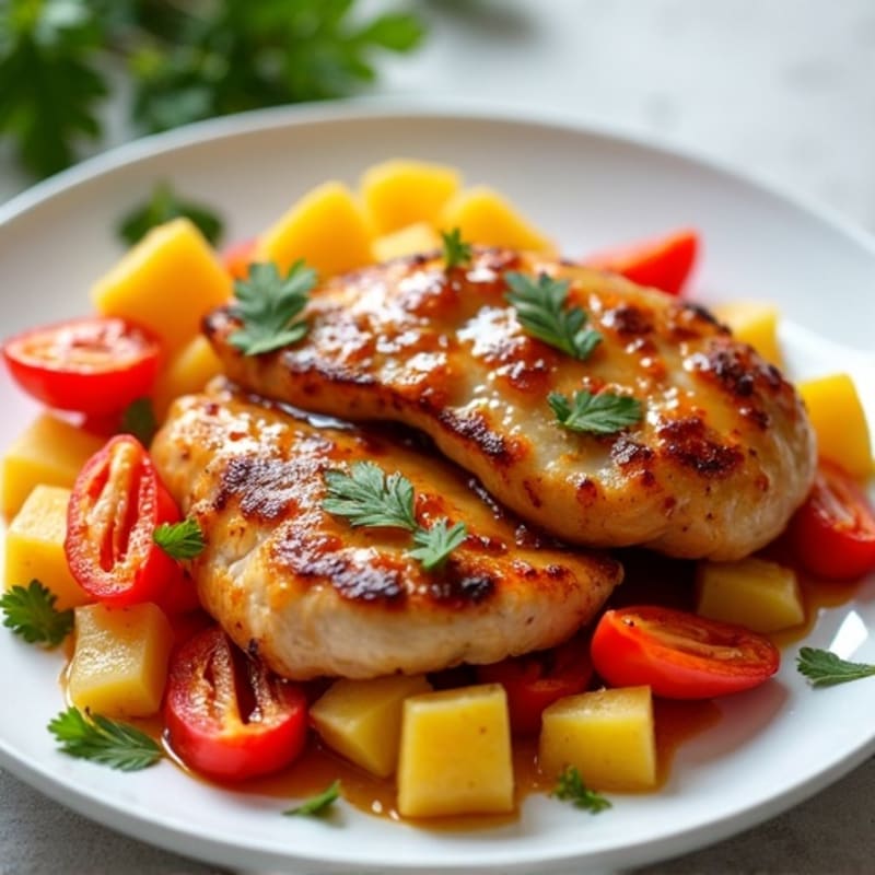 Sheet Pan Sweet and Sour Chicken with Roasted Pineapple and Bell Peppers
