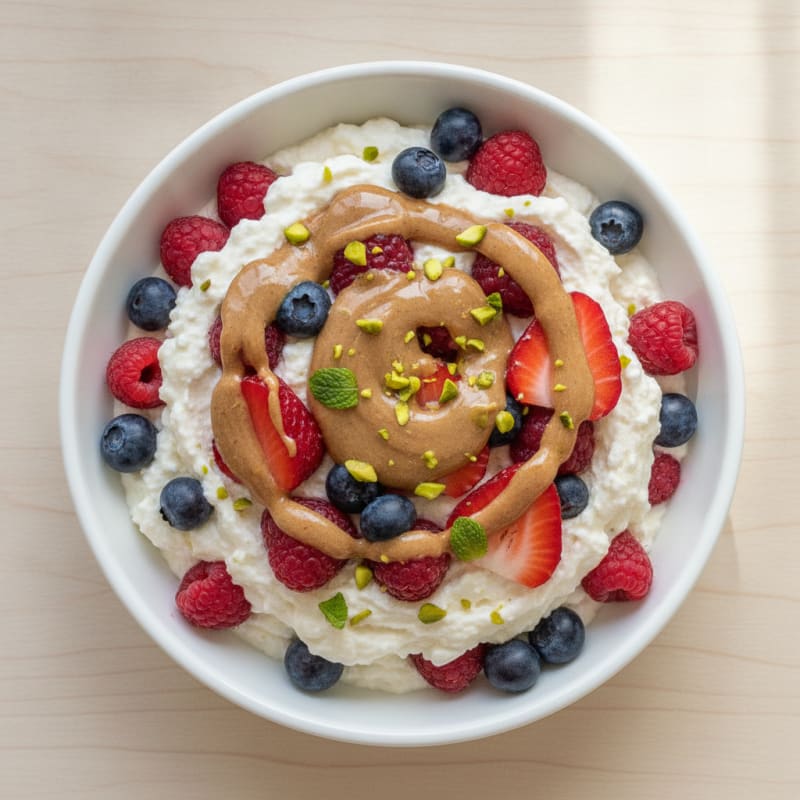 Greek Yogurt Protein Mousse with Mixed Berries