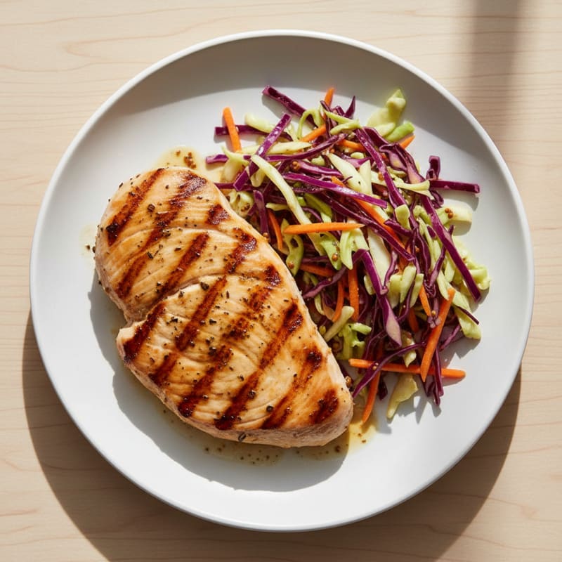 Grilled Turkey Breast with Crunchy Cabbage Slaw
