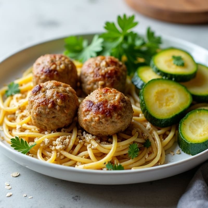 Lean Turkey Meatballs with Garlic Sautéed Zucchini