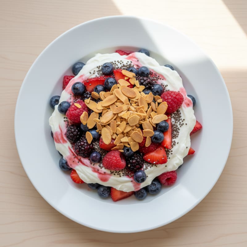 Greek Yogurt Protein Parfait with Mixed Berries