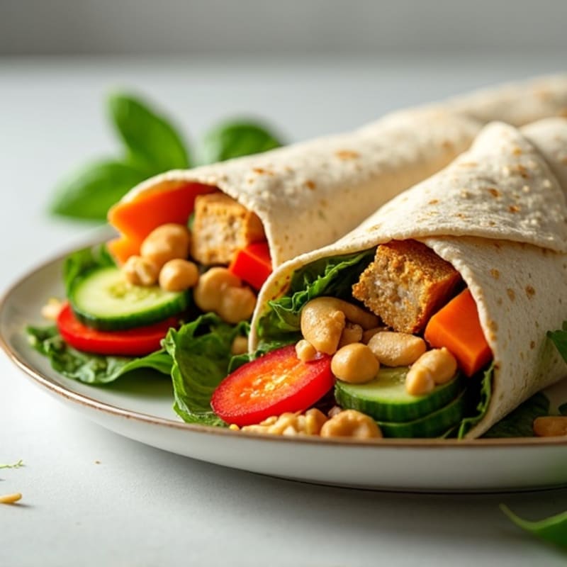 Crunchy Rainbow Vegetable Wrap with Herb Cashew Spread