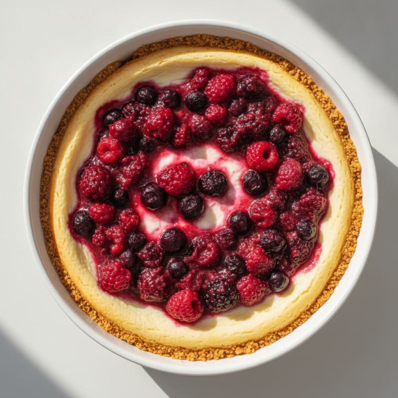 Creamy Protein Cheesecake with Berry Compote