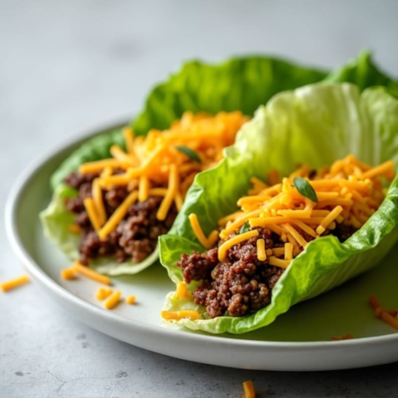 Skillet-Seared Lean Ground Beef Cheesy Lettuce Wraps