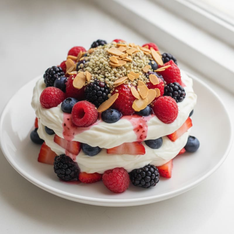 Silky Greek Yogurt Protein Parfait with Mixed Berries