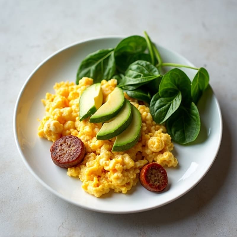 Egg White Scramble with Spinach and Turkey Sausage