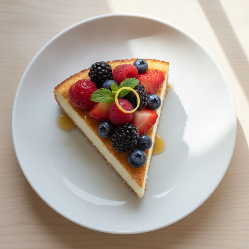 Greek Yogurt Protein Cheesecake with Mixed Berries