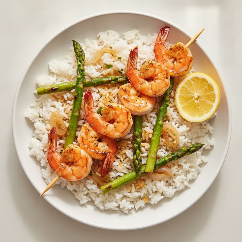 Grilled Shrimp and Asparagus Rice Bowl