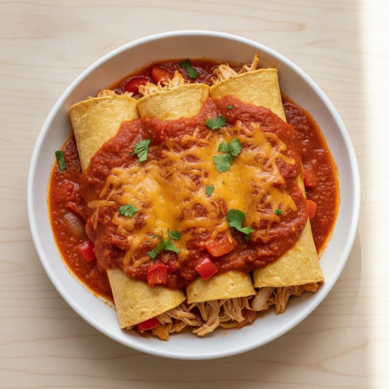 Chicken Enchiladas with Red Chili Sauce